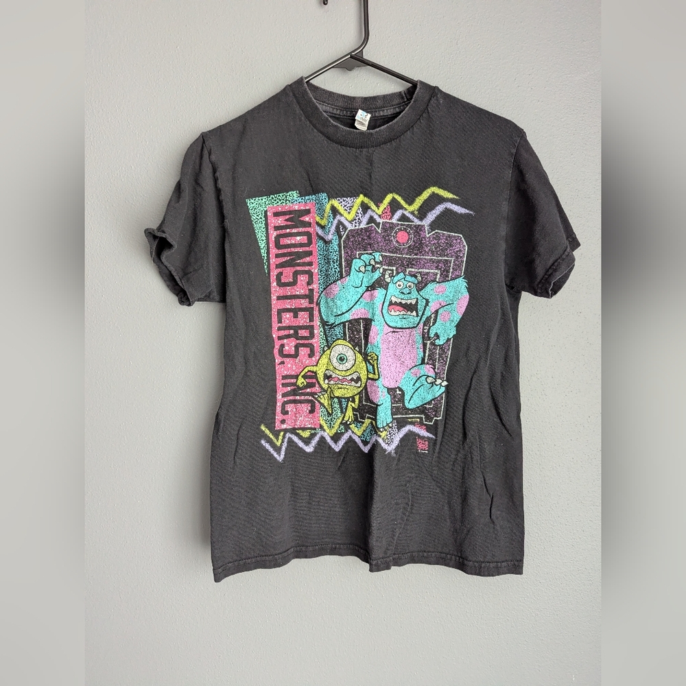 Kids Black Monsters Inc. Graphic Tee - Pink & Teal Characters